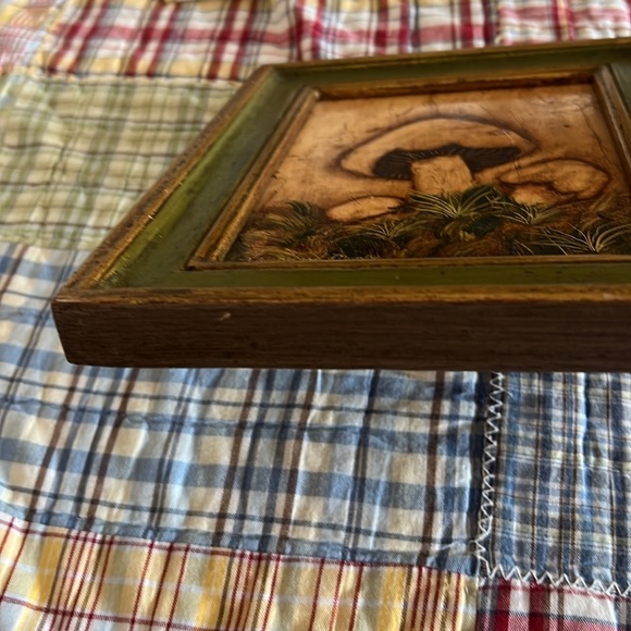Vintage 1975 Painted Mushrooms Handmade Art Work Gold Frame Frances Moore - Picture 7 of 7